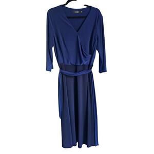Lauren Ralph Lauren Long Wrap Dress, Black Label,  Black/Blue, Sz 16, New